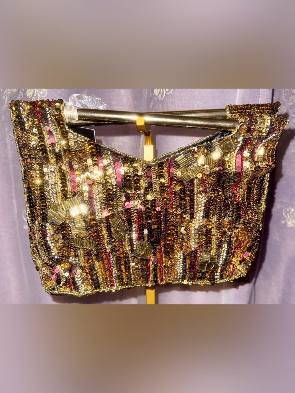 NWT From India To You Metallic Sequin Beaded Top Handle Bag - Glam Evening Purse